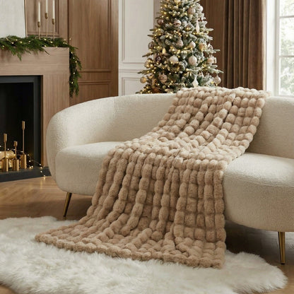 Rabbit Faux-Fur Blanket Throw