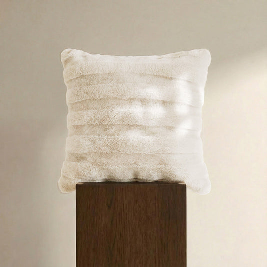 Plush Striped Fur Pillow