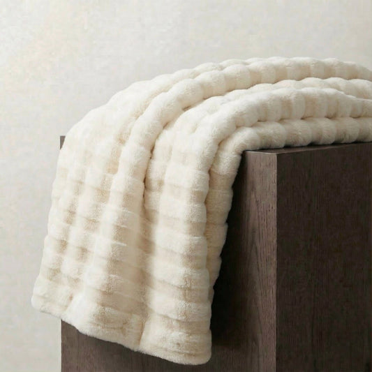 Plush Striped Fur Blanket
